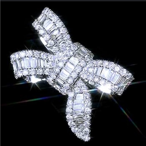 Sterling Silver CZ Ring Jewelry - Sterling Silver CZ Bowknot Wedding Ring Engagement Band only Size 9 or 10. NWT.